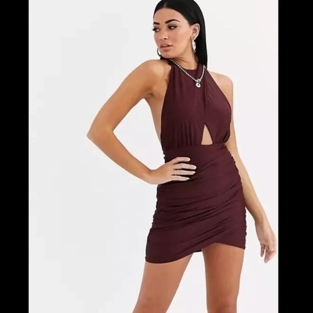 Tiger Mist cross neck bodycon backless dress medium